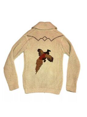 VTG Miller Outerwear Western Pheasant Cardigan Knit Sweater Hunting Outdoors XS